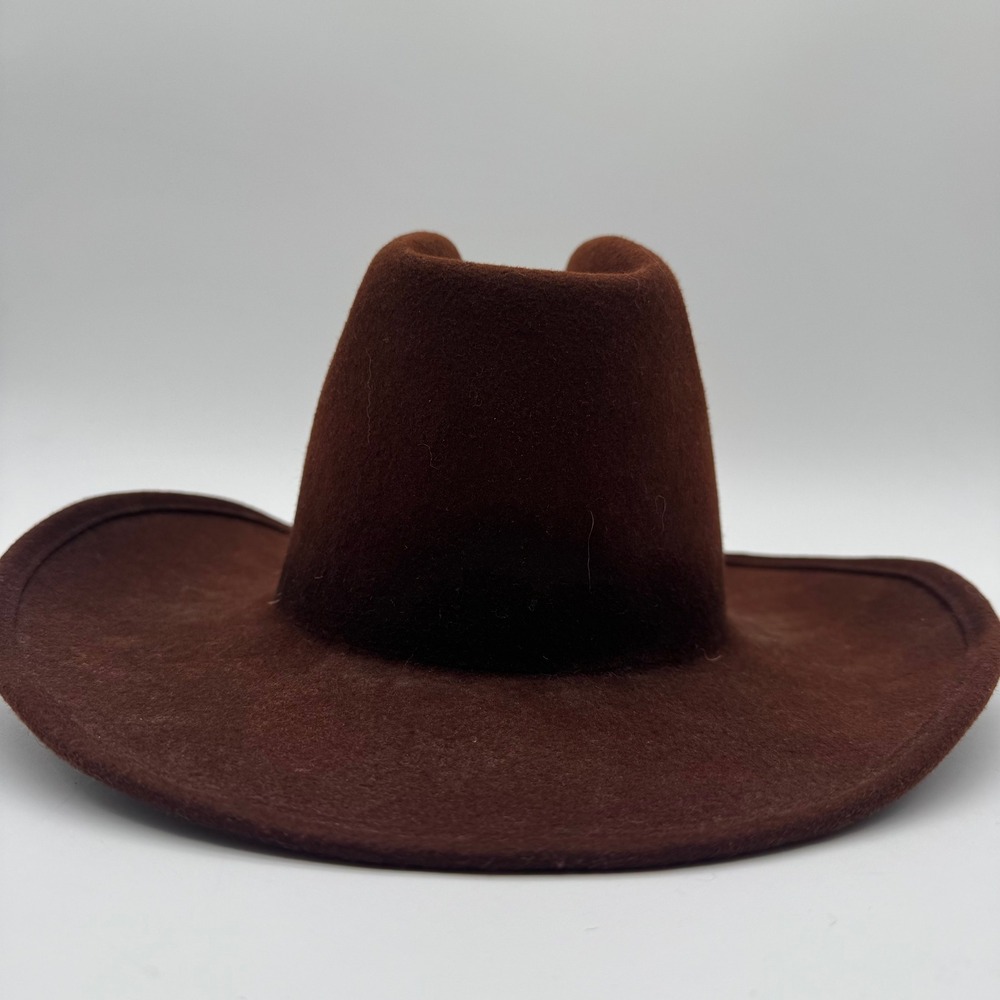 Vintage Lariat Brown 100% Wool Western Cowboy Hat Size 6 7/8 (55) Wide Brim